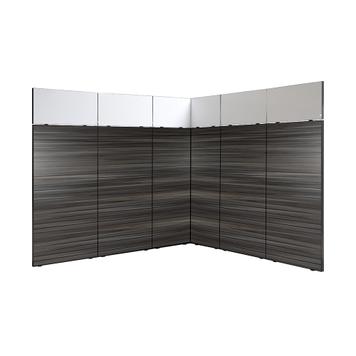 Stojak wystawowy FlexiSlot® "Style-Black" o wymiarach 2 850 x 2 800 mm, narożny