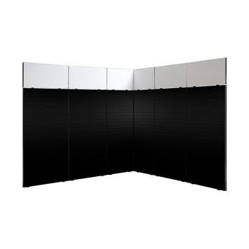 Stojak wystawowy FlexiSlot® "Style-Black" o wymiarach 2 850 x 2 800 mm, narożny