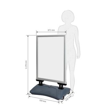 Potykacz reklamowy WindSign „Seal”, profil 44 mm, srebrny/siwy